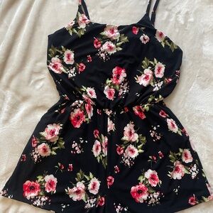 Adorable Eye Candy brand Black and Pink floral Romper